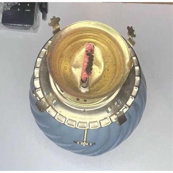 Oil lamp works! Glass globe Hong Kong sky blue - Picture 9 of 16